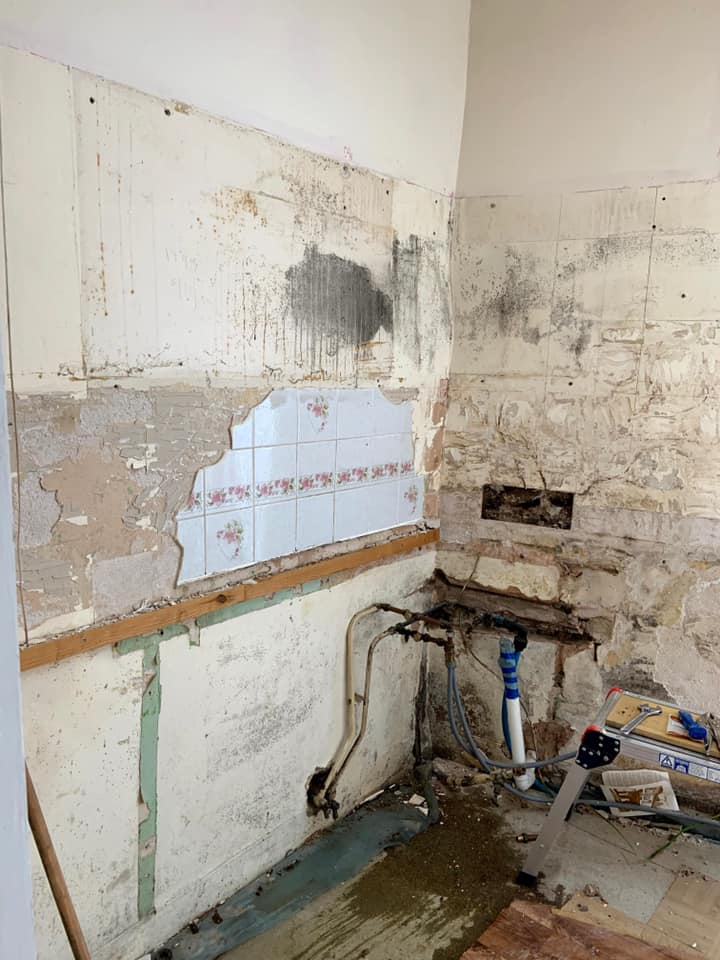 Kitchen water leak remediation and refit – before, during and after